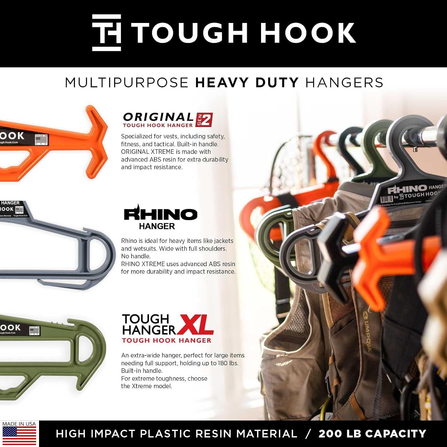 Rhino Tough Hook Heavy Duty Hangers: Weighted Vest & Body Armor, 1 Yellow