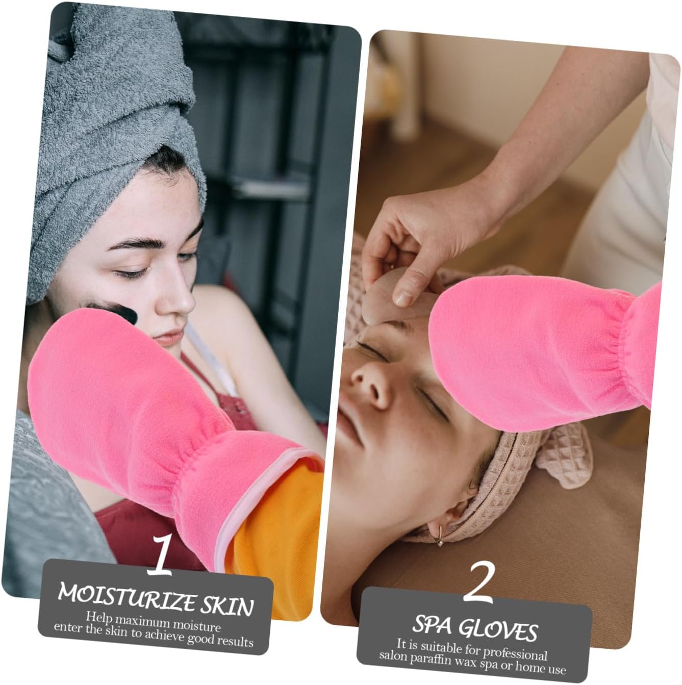 BETOOKY 3 Pairs Paraffin Wax Gloves Hand Mitts Moisturizing Spa Essential Oil Gloves with Drawstring Closure for Hand Care Thermal Treatment in White Blue Pink