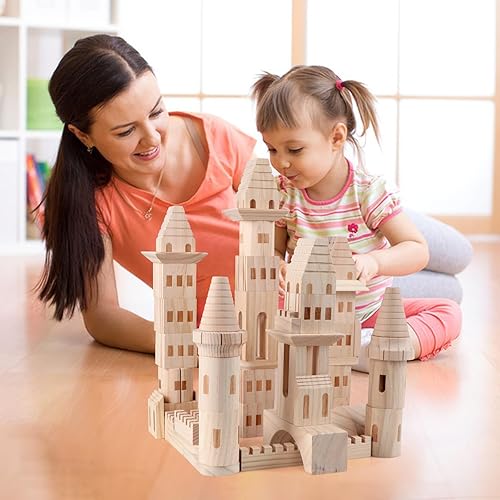 Miniatura 6 de 75 piezas de bloques de castillo de madera medievales caballeros princesas castillo de madera bloques de construcción para niños y niñas