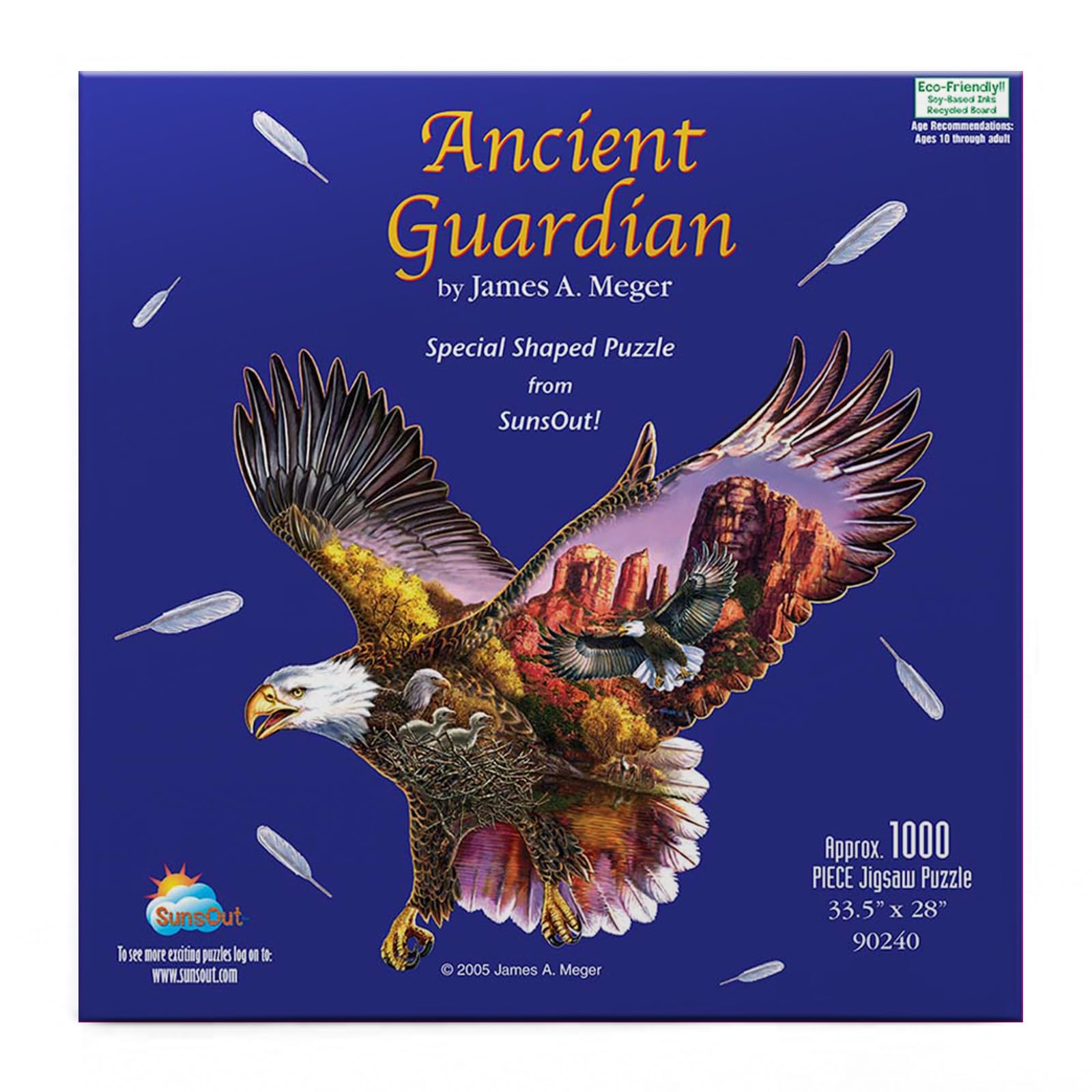 SUNSOUT INC - Ancient Guardian - 1000 pc Special Shape Jigsaw Puzzle by Artist: James Meger - Finished Size 28" x 35.5" Birds - MPN# 90240