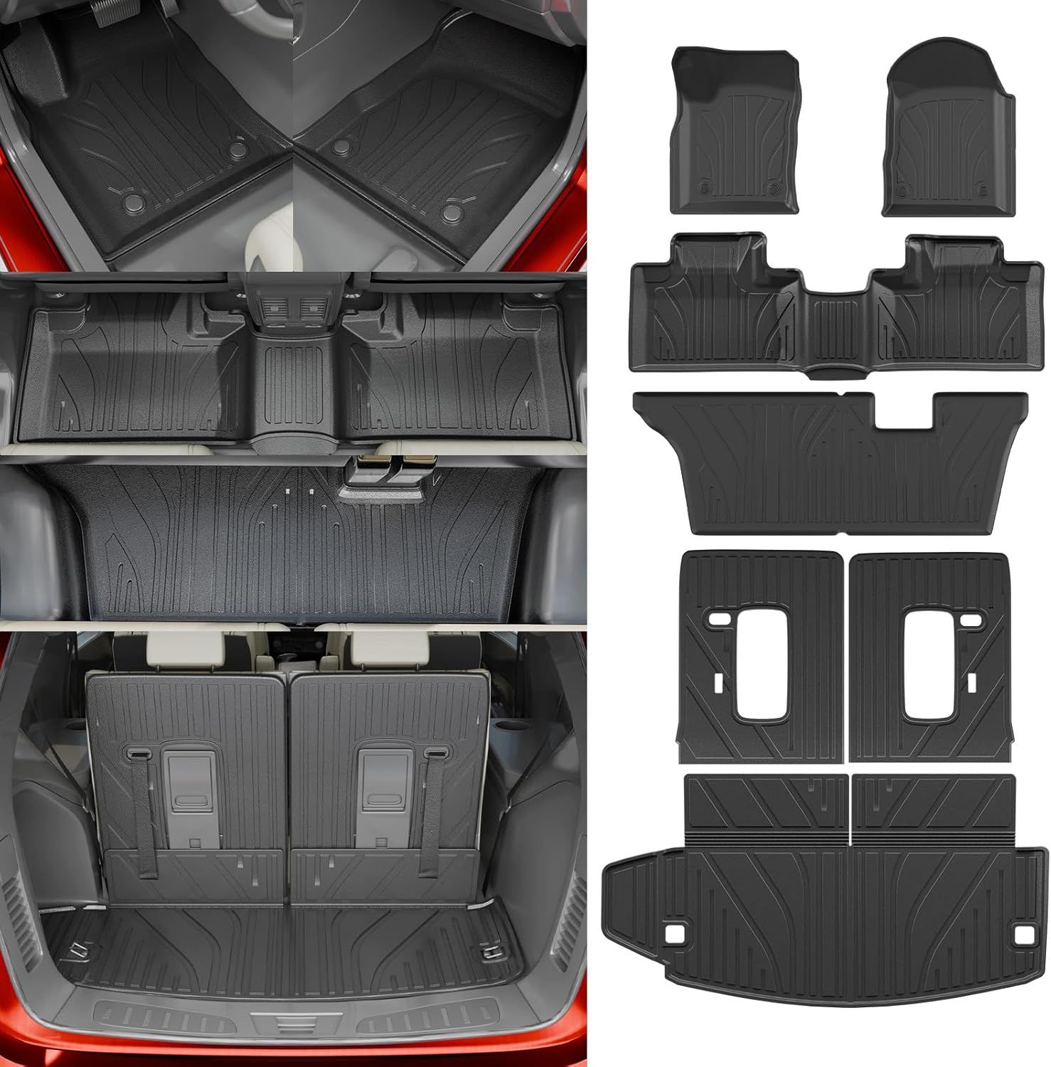 Floor Mats Compatible with 2016-2025 2026 Dodge Durango 7-Seater Trunk Mat Cargo Liner All Weather Back Seat Cover 2024 Durango Accessories (Trunk Mat+3rd Row Backrest Mats+Floor Mats)