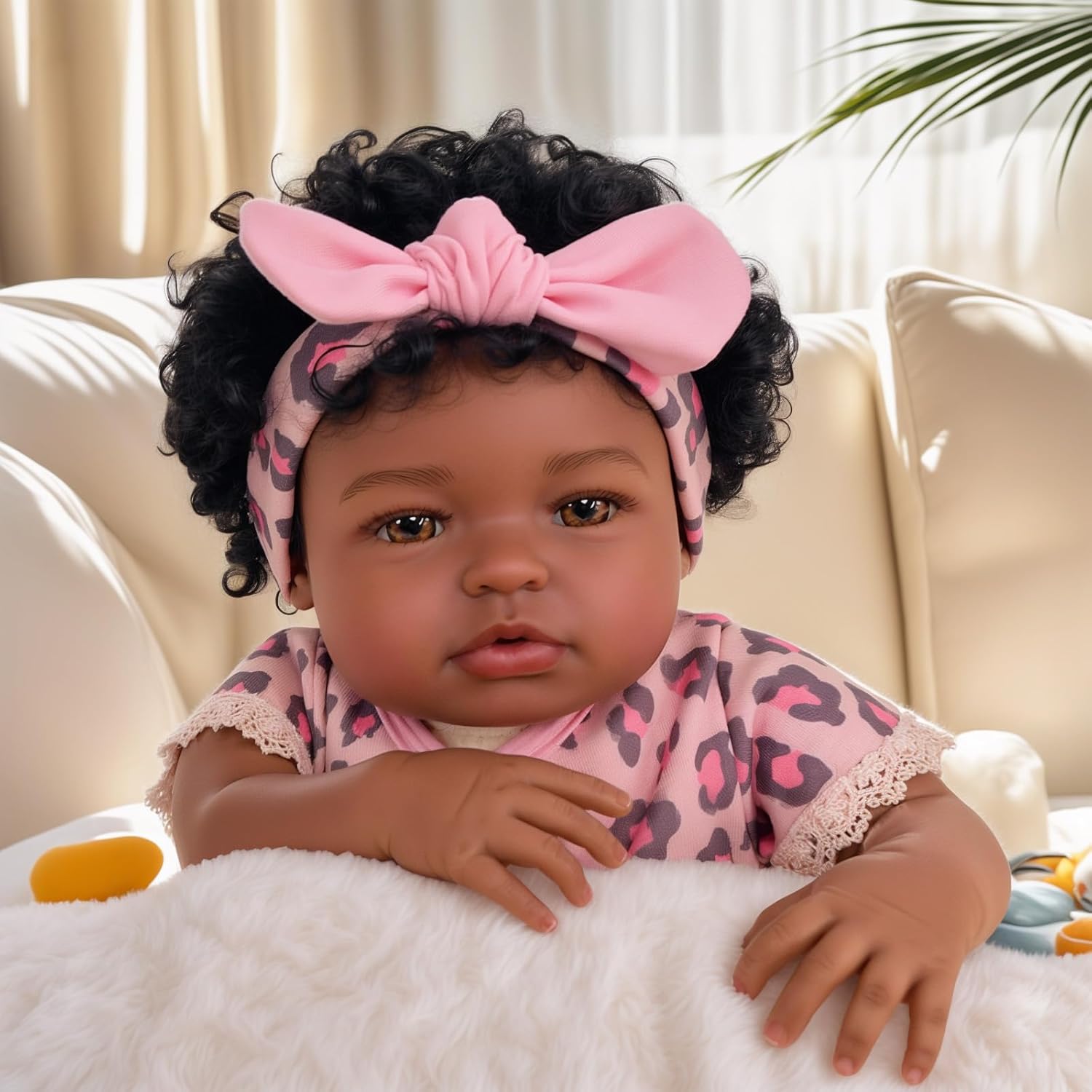 BABESIDE Reborn Baby Dolls Black Girl, 20 Inch Realistic Black Girl Newborn African American Real Life Baby Girl Dolls Soft Vinyl and Cloth Body with Feeding Kit Gift Box for Kids Age 3+