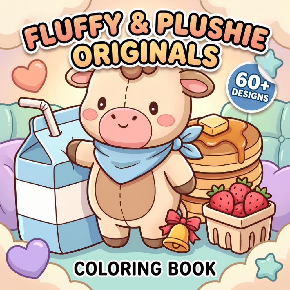 Fluffy & Plushie Originals: Bold And Easy Coloring Book Featuring Sweet Animal Friends, Soft Comfort Themes, And Creative Calm Moments