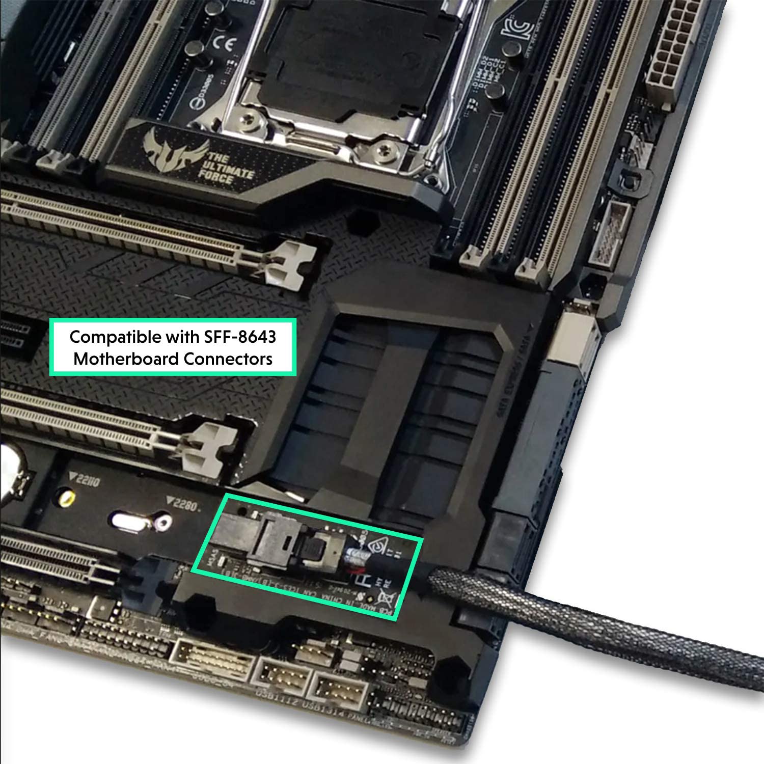 LINKUP - Internal 16G U.2 Cable (85Ω 85ohm PCIe Gen 4 Mini SAS HD to U.2/SFF-8643 to SFF-8639 Cable) with SATA Power - 0.6 Meters/2 feet