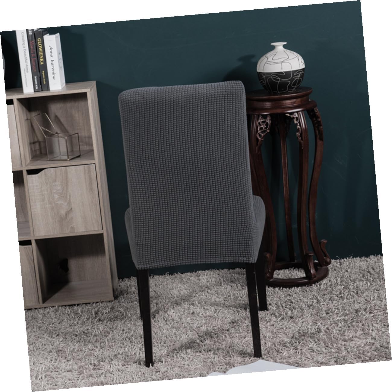 TOYANDONA 4pcs Stretchy Polyester Dining Chair Covers Elastic Protective Seat Case for Home Office Room Use Universal Fit Deep Grey