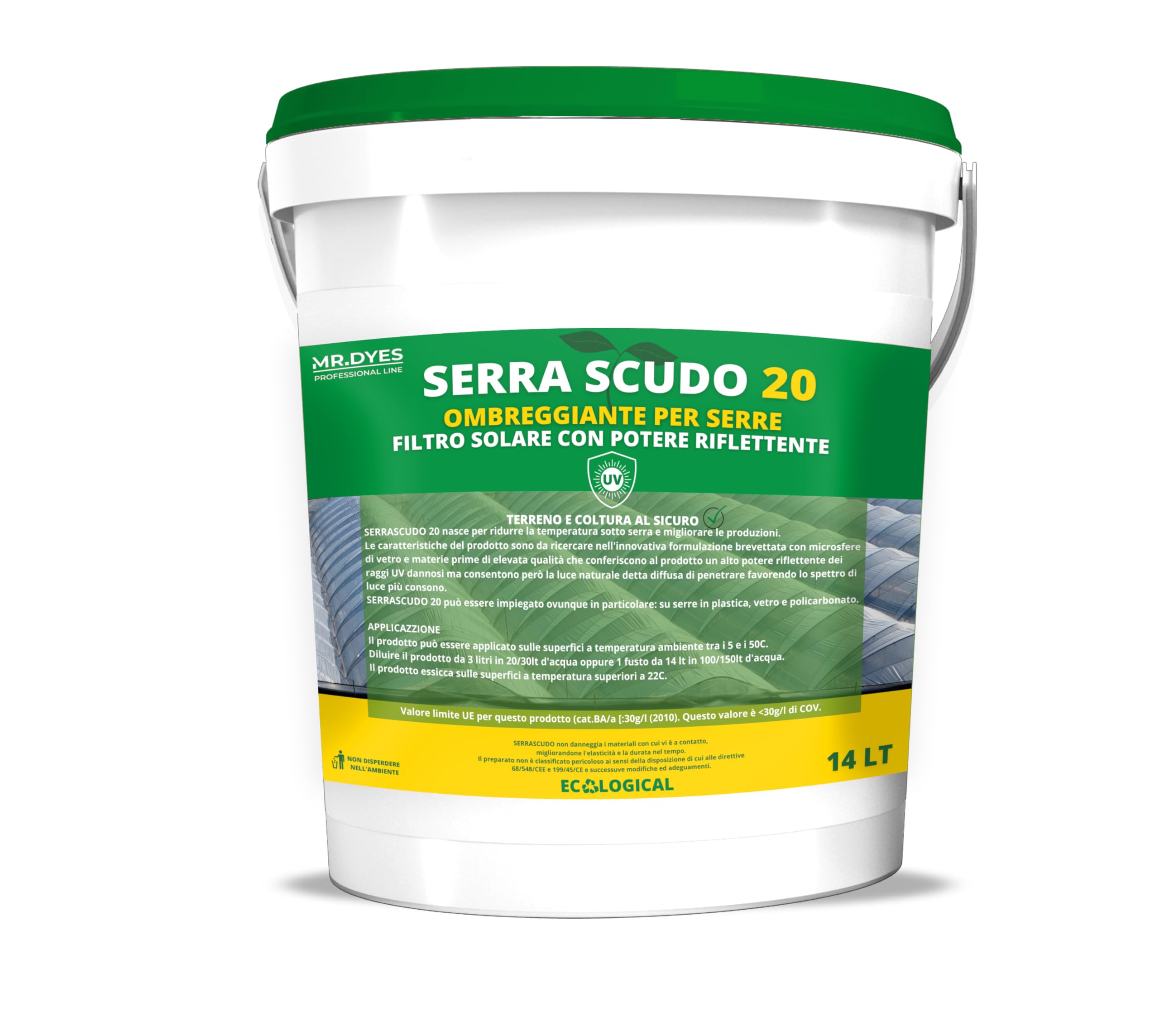 SERRA SCUDO 20 - VERNICE OMBREGGIANTE PER SERRE, FILTRO SOLARE UV 20% 14 LT. (14 LT)