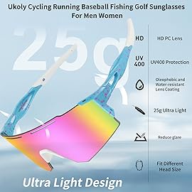 Ukoly Cycling Sunglasses with Interchangeable Nose Pad Men Women, Sports Sunglasses, Fishing Baseball glasses