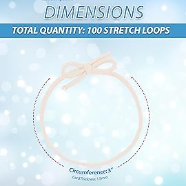 Mandala Crafts 3 Inches Pre-Tied Stretch Loops with Pre Tied Bows from Elastic Ribbon - 100 Cream Elastic Bows Boxes Bows Tags Gift Elastic Wrapping Cord String
