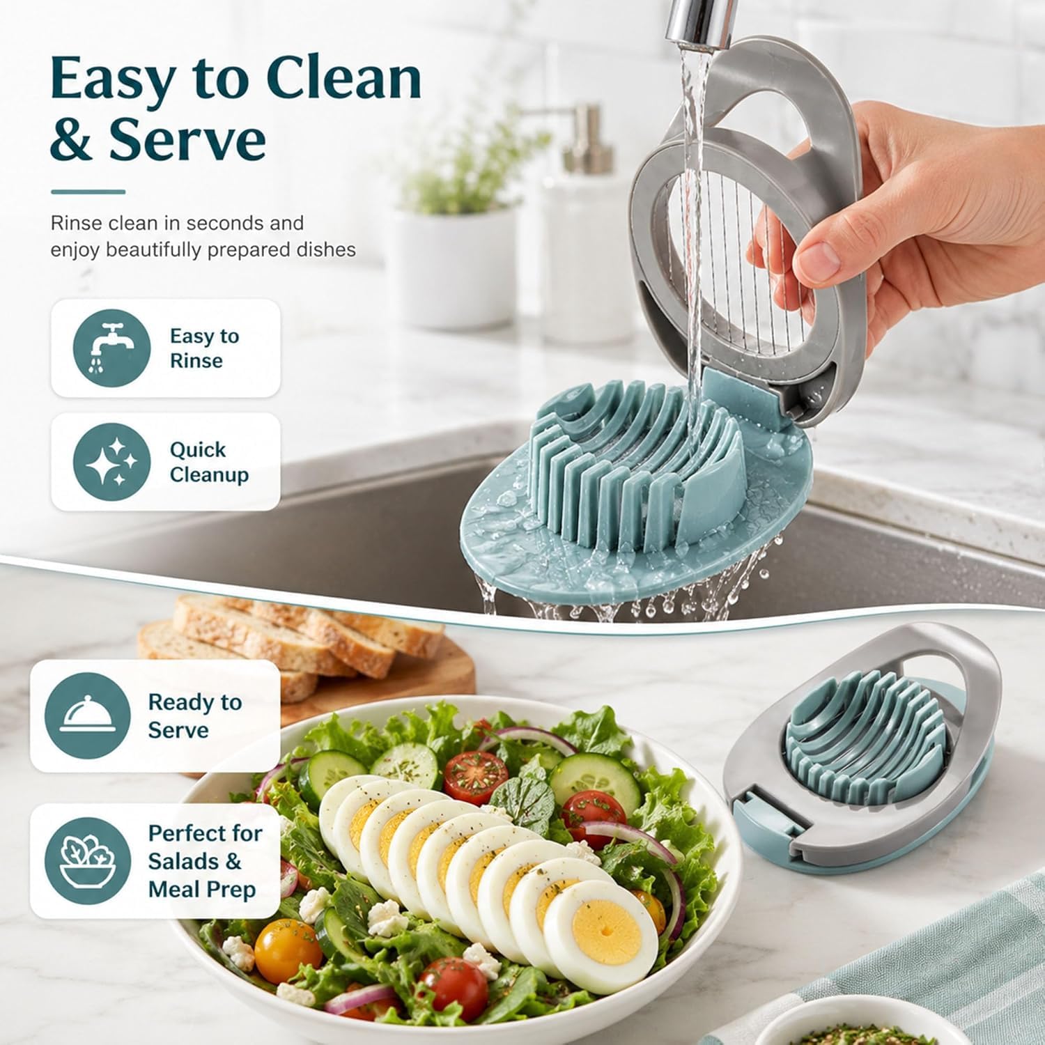 UGAMEDI 2-in-1 Egg Slicer - Easy Hard Boiled Slices -4