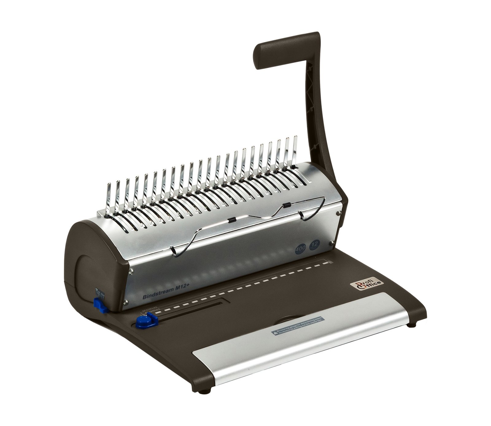 Rilegatrice Bindestream M12+ – Rilegatrice a Dorsi plastici per Formati DIN A4, Perfora 12 Fogli e Rilega fino a 400 Fogli, Macchina per Rilegatura in Metallo (79018)