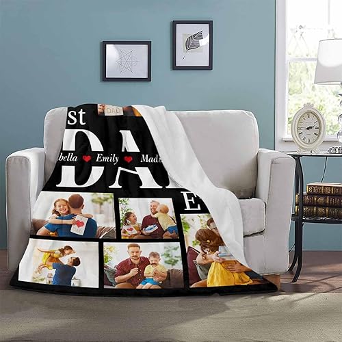 Miniatura 4 de D-Story Regalos de novia, novio para cumpleaños, manta de fotos personalizada para padre, manta personalizada con fotos, manta de regalo para papá