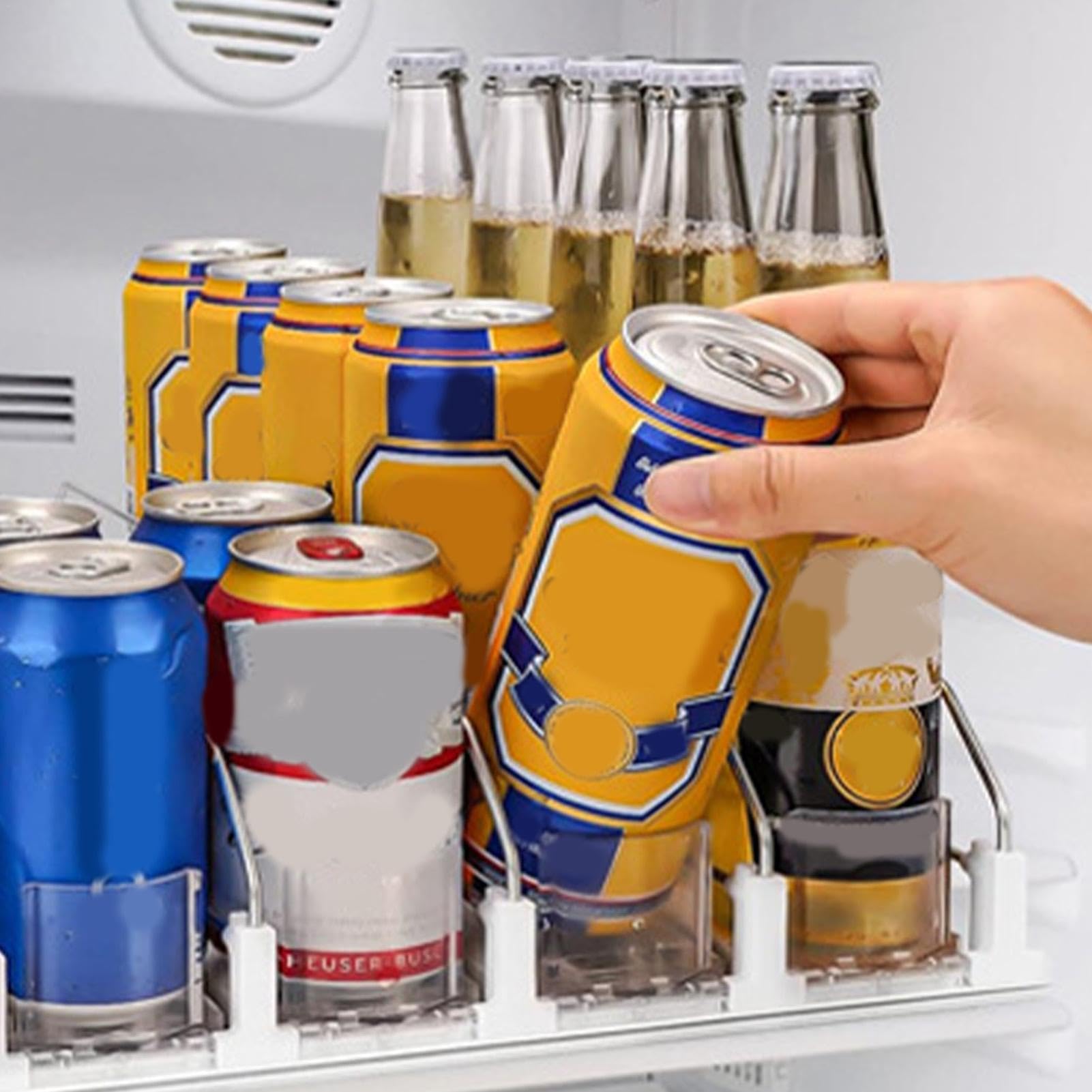 Dispensador de latas de soda, dispensador de latas de refrigerador | organizador de latas de refresco con 5, dispensador de refrescos, organizador de latas ajustable de 16.14 x 16.54 x 3.15