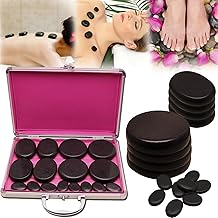 16 Pieces Massage Set with Hot Stones, Heater Hot Stones Lava Stones for Massage Stones Massage Basalt Stones in Case Portable Heater Suitable Set Heater Stones Massage Stones