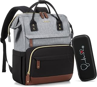 LOVEVOOK Nurse Backpack with Stethoscope Case, Wide Open Steel Frame Work Bag for Women, 15.6 Inch Laptop Compartment, Accessories Organizer for Nursing Student Clinical Essentials
