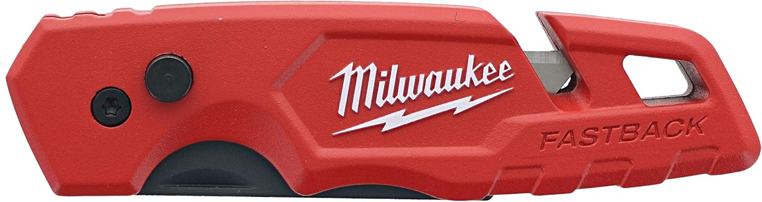 Milwaukee 48-22-1502 Fastback Folding Utility Knife with 5 Blade Storage, Wire Stripping Compartment, and Gut Hook