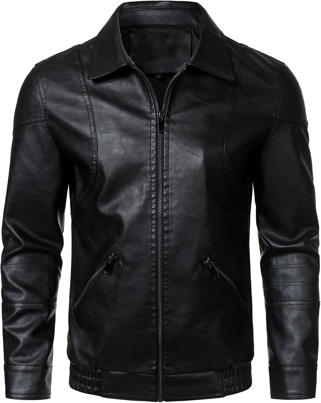 HOOD CREW Men’s Faux Leather Jacket Biker Coats Stylish Leather Bomber Jacket for Men