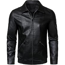 HOOD CREW Mens Faux Leather Jacket Biker Coats Stylish Leather Bomber Jacket for Men