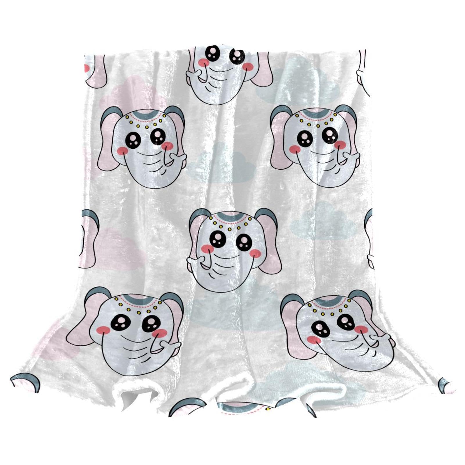 Couverture polaire éléphant mignon en microfibre chaude pour canapé 150x100cm
