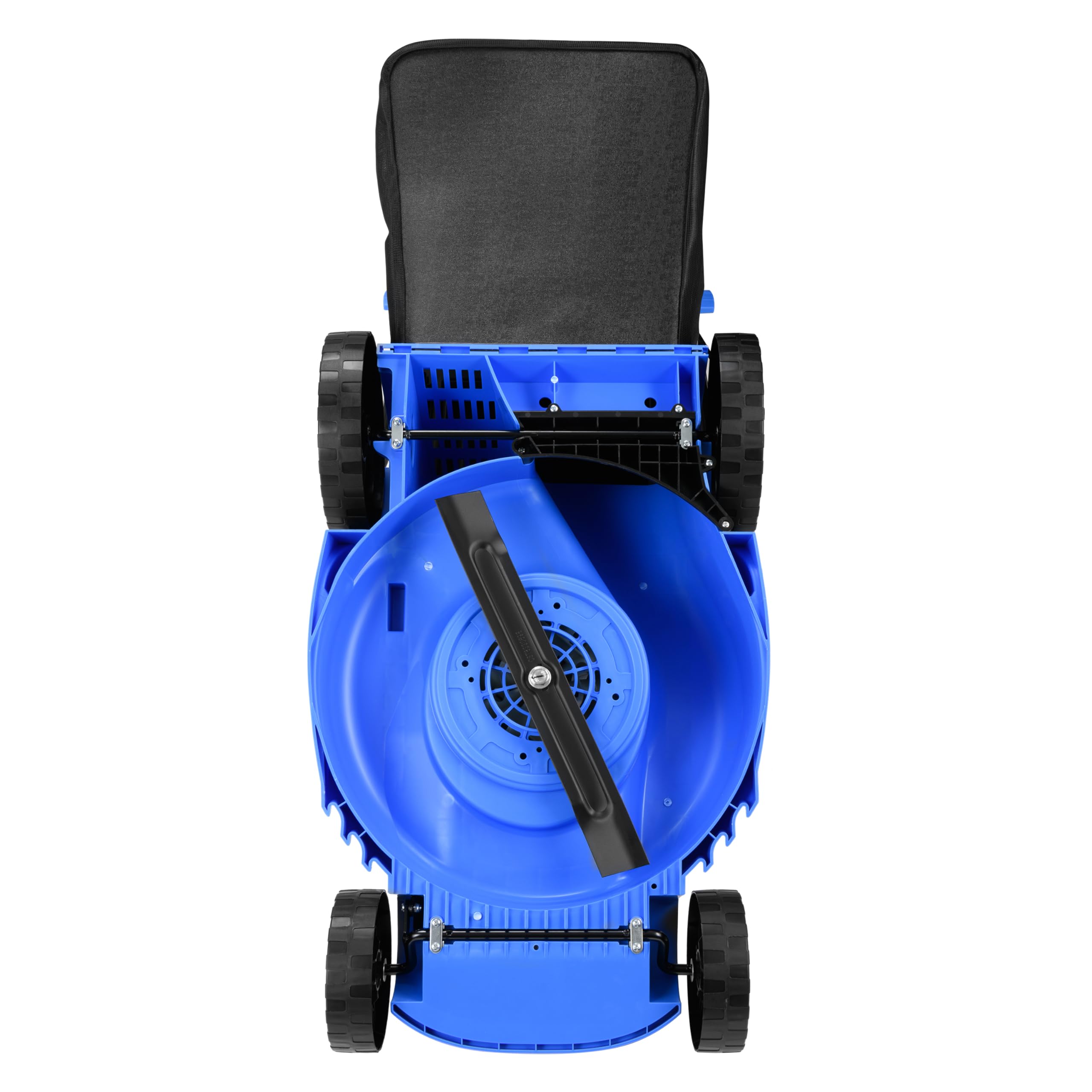 KANWOD Tondeuse à Gazon électrique 1600 W 38 cm Largeur de Coupe Hauteur réglable 30-75 cm Bac 42 L Gris/Bleu