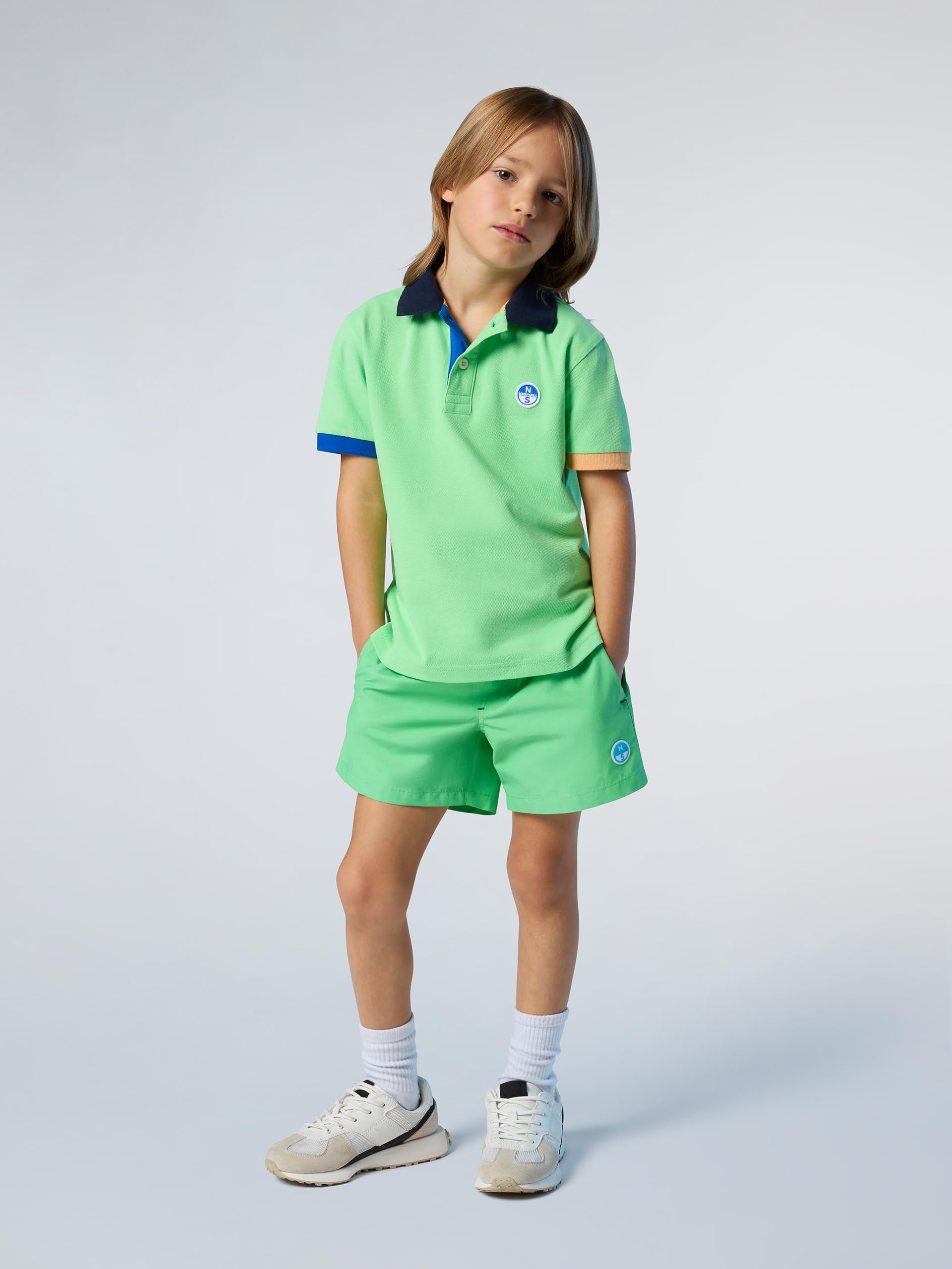 NORTH SAILS Polo Bambino in piqué di Cotone Organico con Dettagli a Contrasto