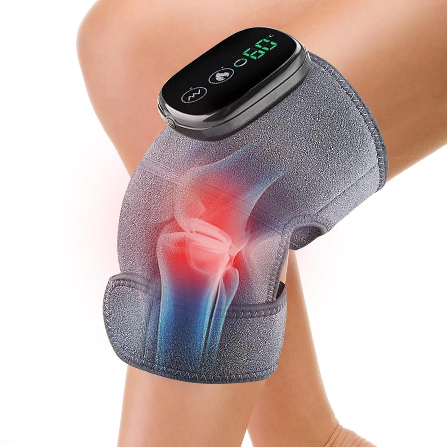 Heated Knee Massager Shoulder Heating Pads Elbow Brace 3 in 1 with Vibration, Cordless Rechargeable Heating Knee Warmers Wrap for Shoulder Elbow Knee Stress