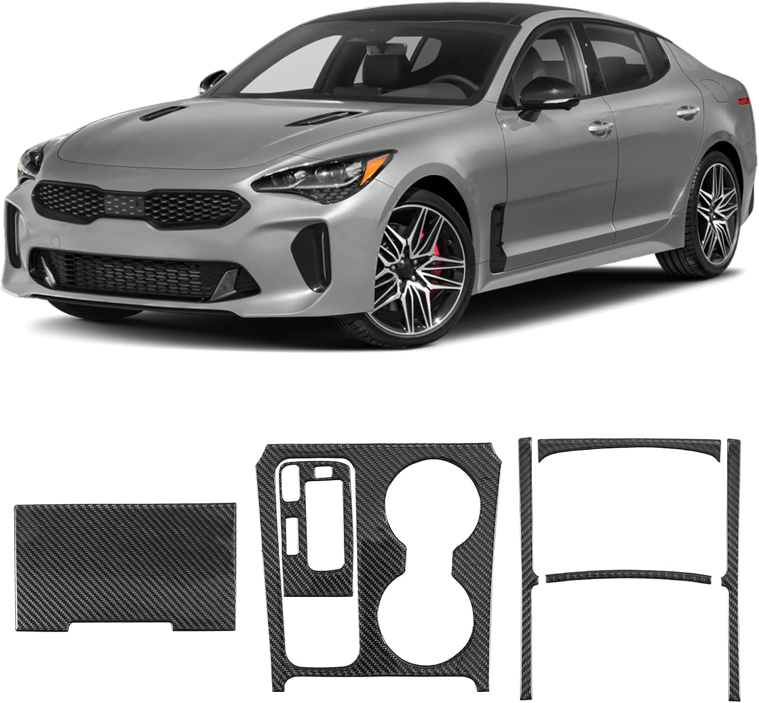 Real Carbon Fiber Gear Shift Panel Trim Compatible with Kia Stinger 2018–2023, Interior Decor Sticker Accessories