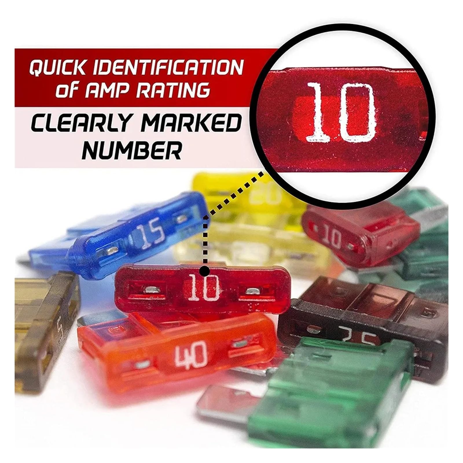 Kit surtido de fusibles de cuchilla for coche, 300/180/120 piezas, for camión, automóvil, fusibles medianos y pequeños, fusibles de circuito mixto for motocicleta con caja.(180pcs)