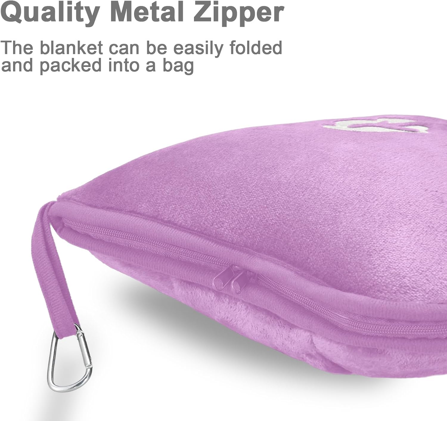 Travel Blanket and Pillow Compact, Premium Soft 2 in 1 Airplane Blanket with Soft Bag Pillowcase，Hand Luggage Sleeve and Backpack Clip (Solid Purple) - Image 4