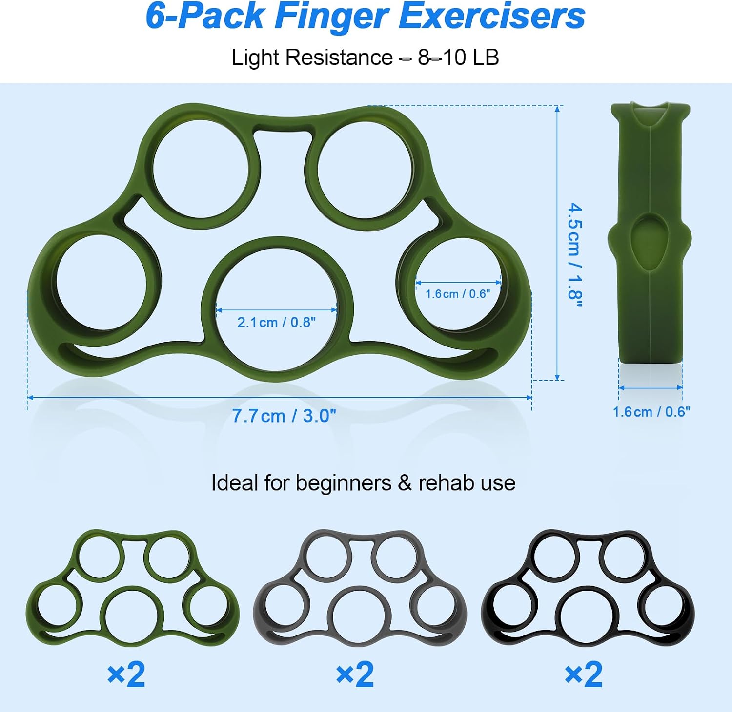 RYACO Hand Strengthener, 9 Pack Grip Strength Trainer with Finger Extensor Bands, Forearm Strengthener Finger Exerciser, Hand Grip Targeted Strength, Relief & Recovery