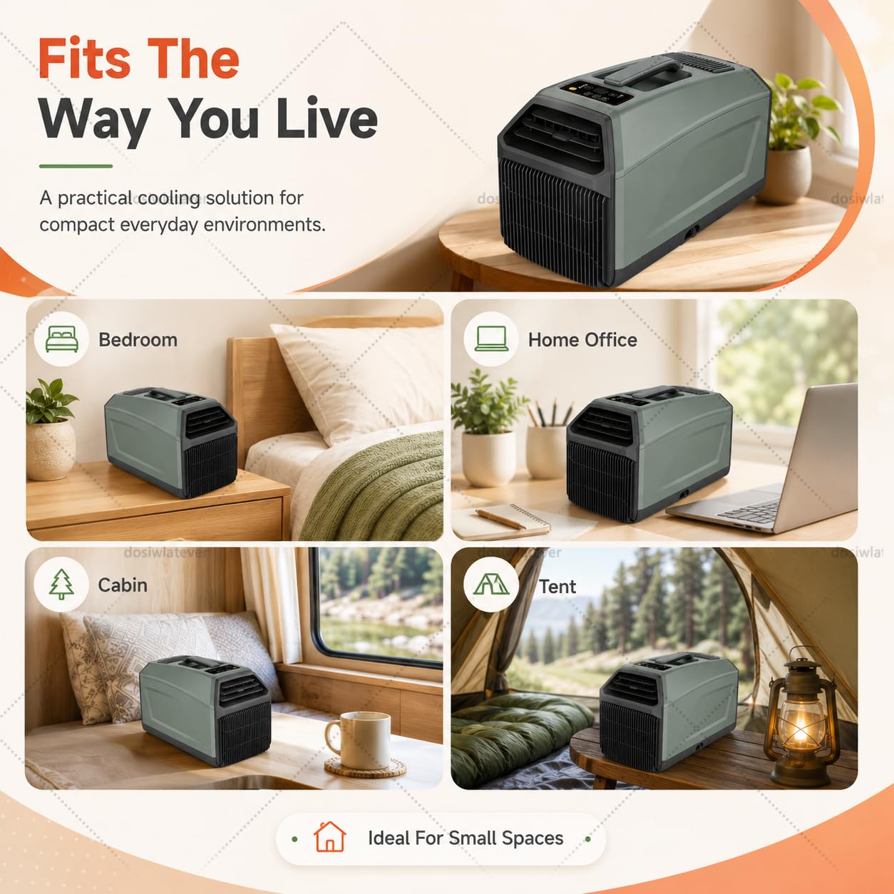 Aire acondicionado portátil 5000 BTU 230V, nueva versión 2026 más silenciosa, ideal para habitaciones pequeñas hasta 10㎡, para espacios reducidos, uso en dormitorio, oficina o camper Grey