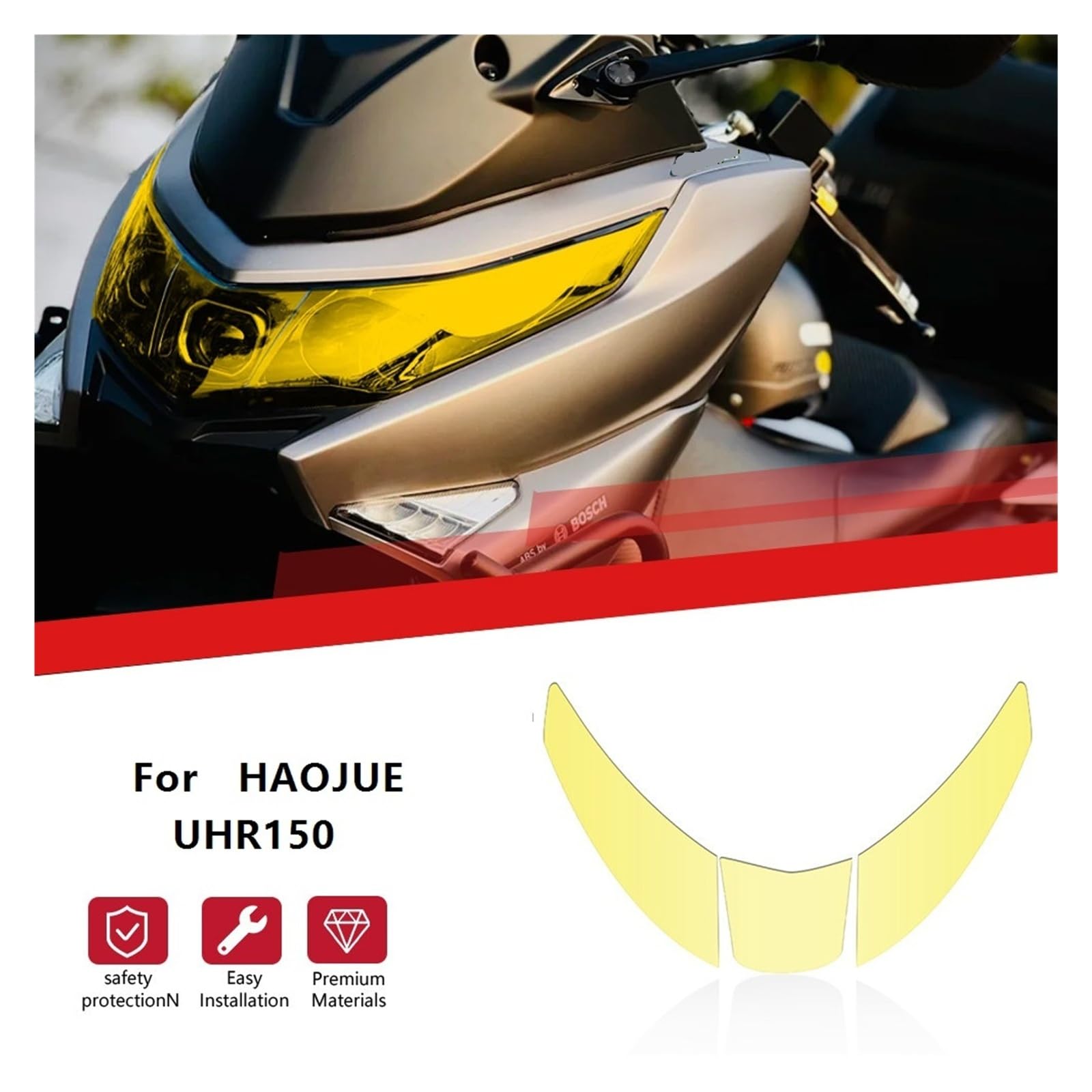 osłona reflektora motocykl Dla HAOJUE UHR150 UHR 150 Osłona Reflektora Motocykla, Folia Ochronna Zmieniająca Kolor, Soczewka Reflektora metalowy retro grill(Clear)