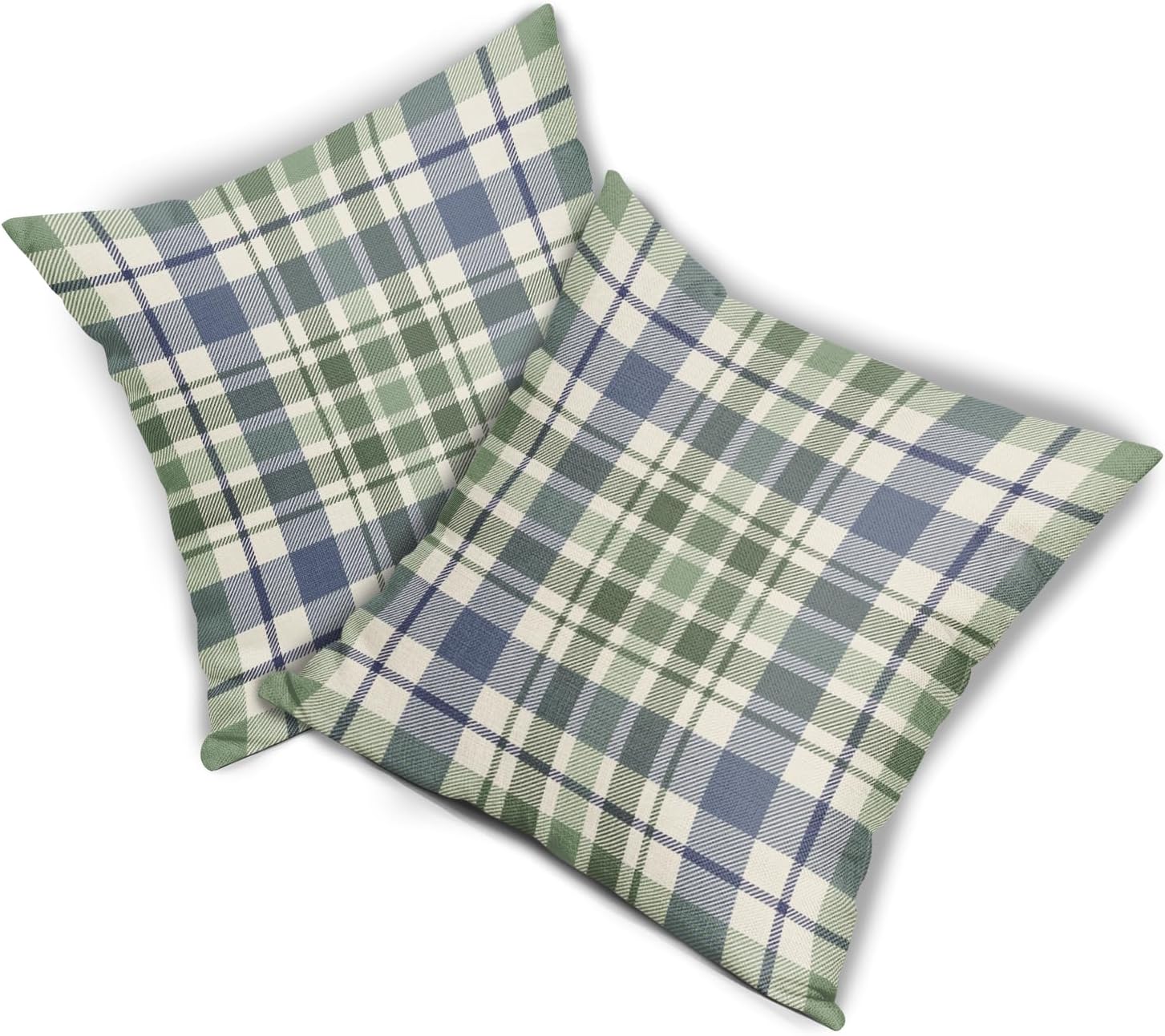 Blue Sage Green Spring Plaid Pillow Covers 24x24 Set of 2 Seasonal Tartan Buffalo Plaid Holiday Print Decorative Outdoor Pillowcases Farmhouse Summer Throw Cushion Case Couch Sofa Bed Decor