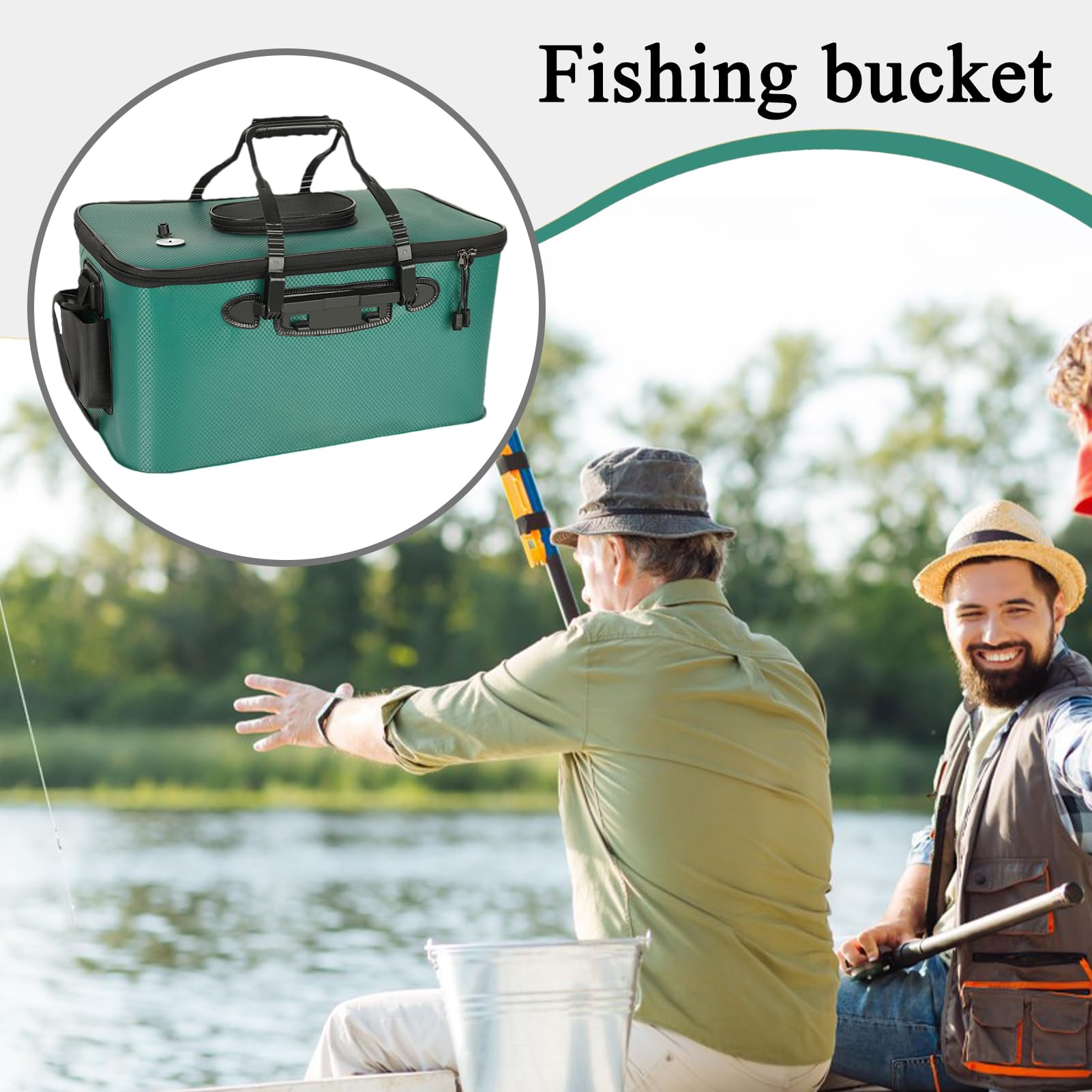 Générique Seau Portable - Seau à Appât Vivant Multi-Fonctions pour Pêche,Conteneur d'eau Étanche avec Bretelle, Sac de Rangement Grande Capacité Équipement Extérieur Portable pour Camping
