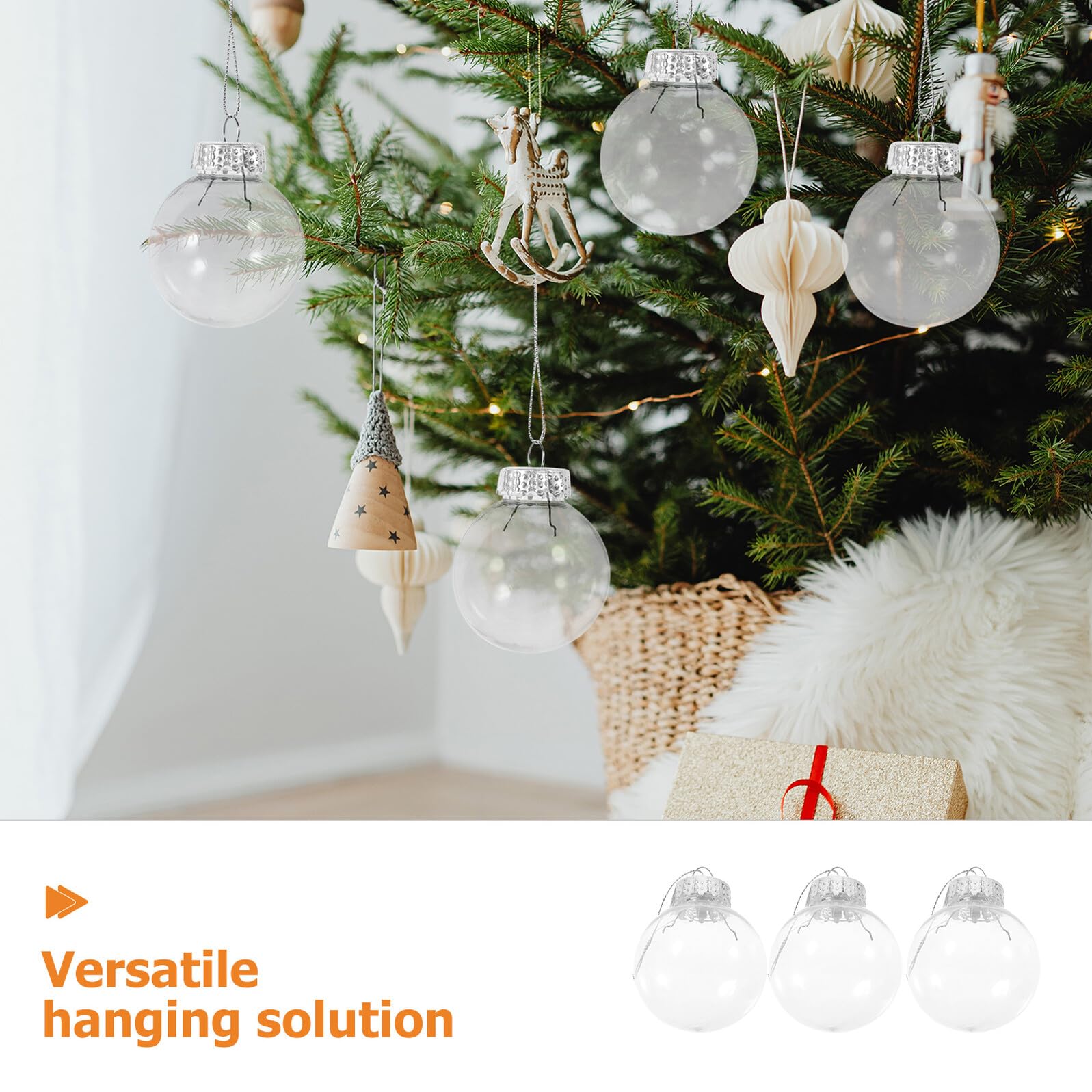 Housoutil Bolas Transparentes Rellenables de 6 CM para Decoración Navideña y Bodas 30 Unidades de Adornos Colgantes de Plástico Huecos para Manualidades y Decoración Festiva
