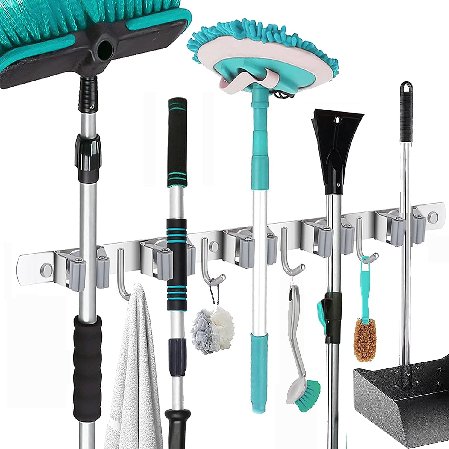 BAREPEPE 5 Racks 6 Hooks Broom Holder and Mop Holder Wall Mounted, Heavy Duty Home Garden Garage and Storage Organizer (304 Stainless Steel) (B0CCDN5347) Amazon Price History, Amazon Price Tracker