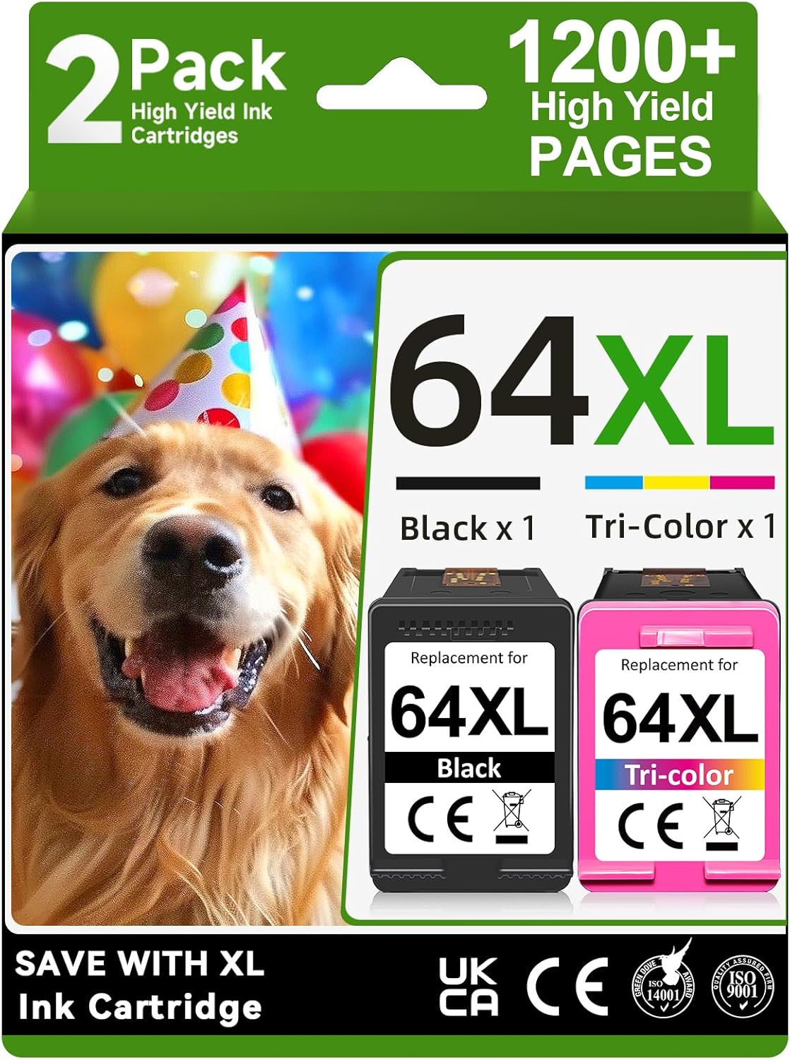 64XL Ink Cartridges Black and Color Compatible for HP 64XL Ink Cartridge Combo Pack Compatible for HP 64 Ink Fit for Envy Photo 7855 7858 7155 7120 7800 6252 6255 7158 7100 7164 Tango Printer