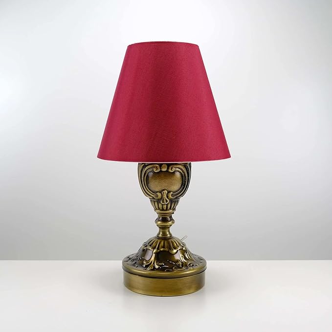 julal julal Nostalgic Hotel Table Lamp Battery Powered Operated Lighting Vintage Design Light Bedside Lamp Restaurant (Red) photo 3