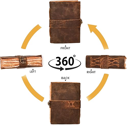 Miniatura 5 de LEATHER VILLAGE Diario vintage encuadernado en cuero para mujeres y hombres, libro de sombras, cierre de cerradura, 200 páginas de papel antiguo con