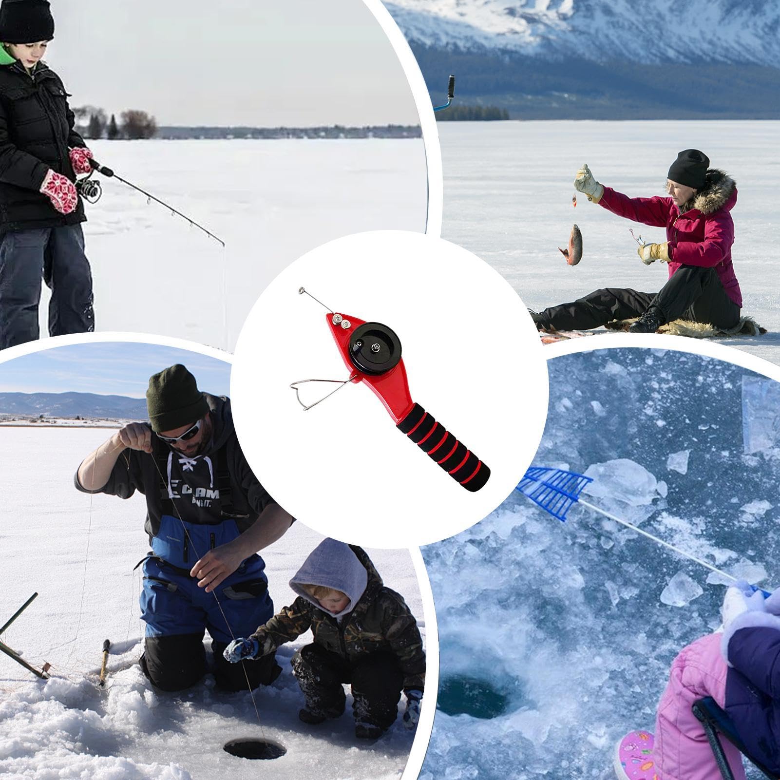 Pequeño Hielo Pishing, caña de Pescar y Carrete, Polo Corto Compacto | de Invierno D Tie, caña de Bolsillo de Viaje de Agua Dulce, Accesorios de con caña de Pescar de Hielo, lo Que