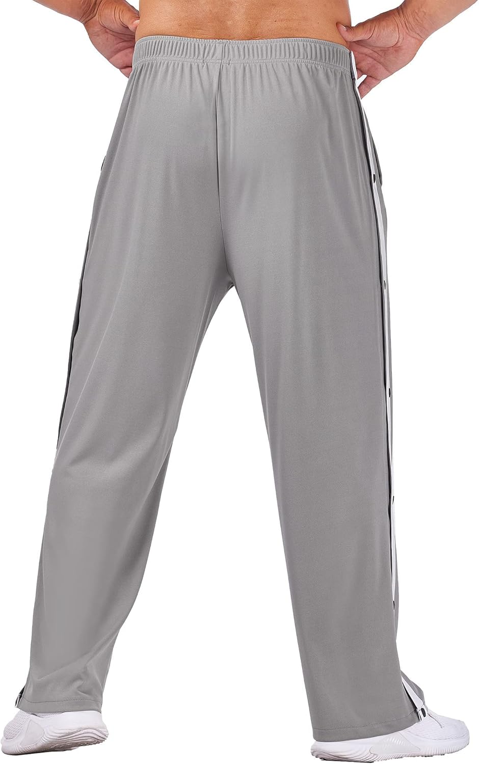 Deyeek Men's Tear Away Basketball Pants High Split Snap Button Casual Post-Surgery Sweatpants with Pockets - Image 2