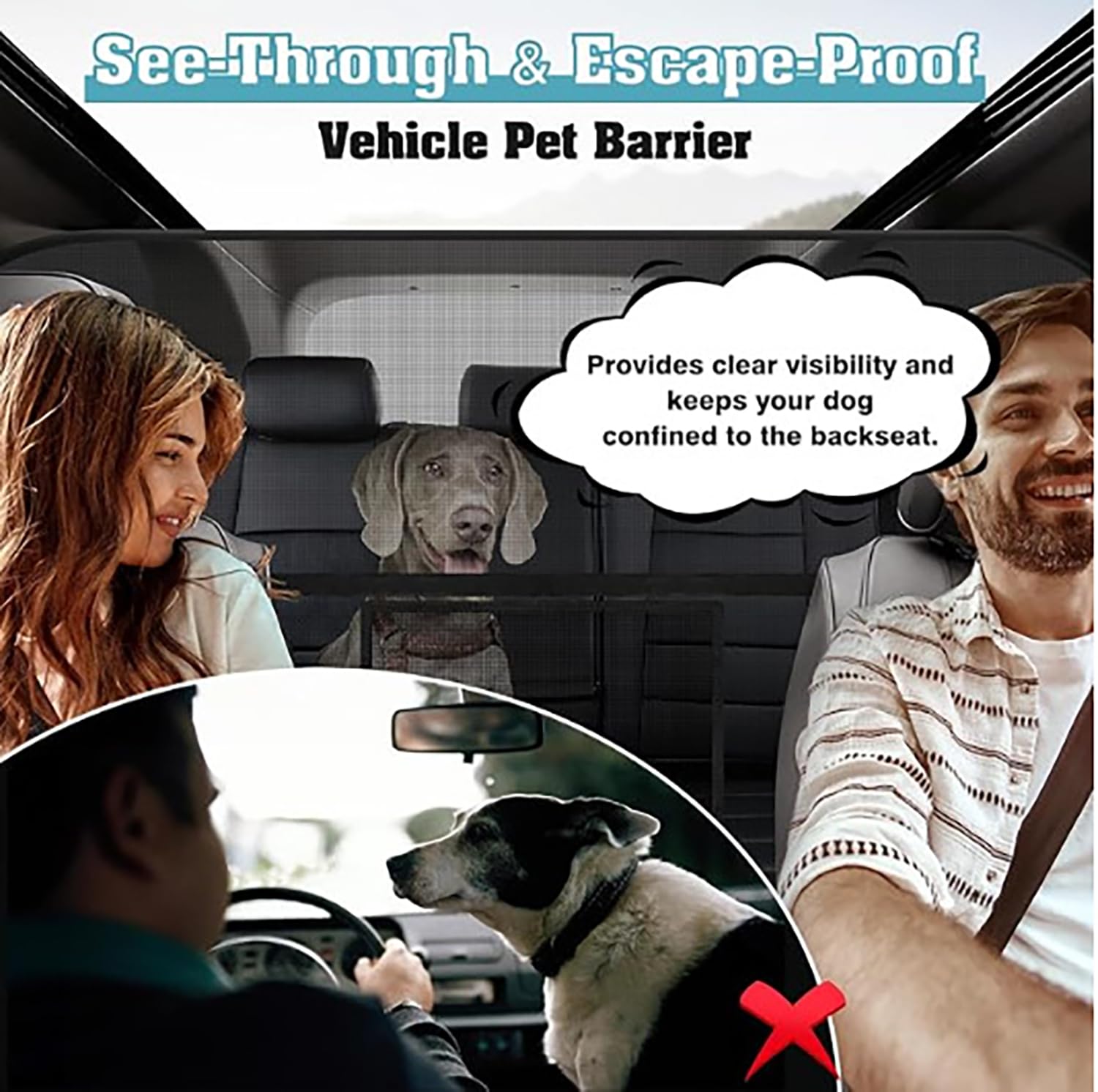 Rete Divisoria Cani Auto per Bentley Bentayga 2015–2025 | Rete Auto per Cani con Corda Regolabile Divisorio Rete Separazione per Sedile Anteriore
