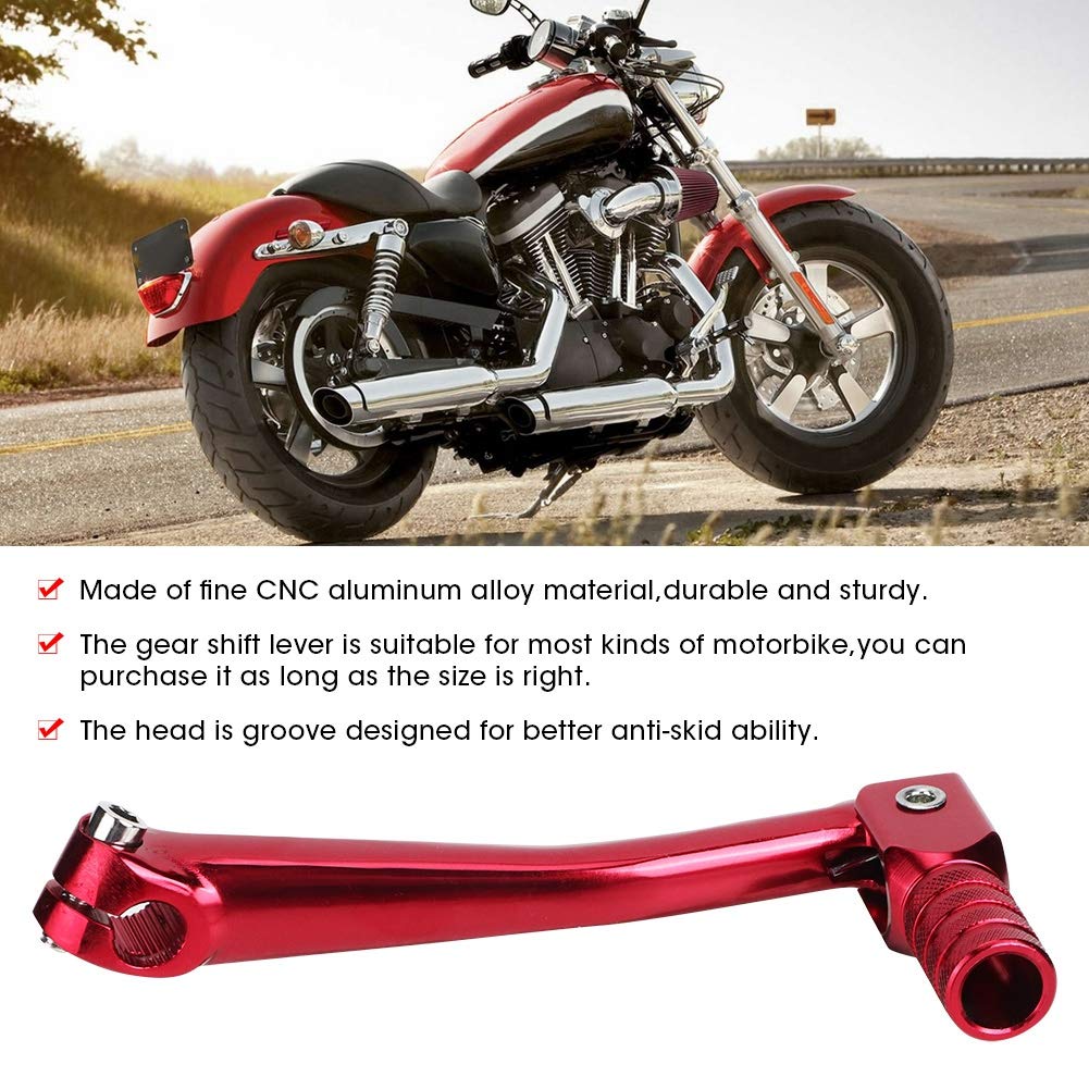 EVGATSAUTO Levier de Changement de Vitesse Moto Universel, Alliage d'Aluminium CNC, 150x65mm, Rouge