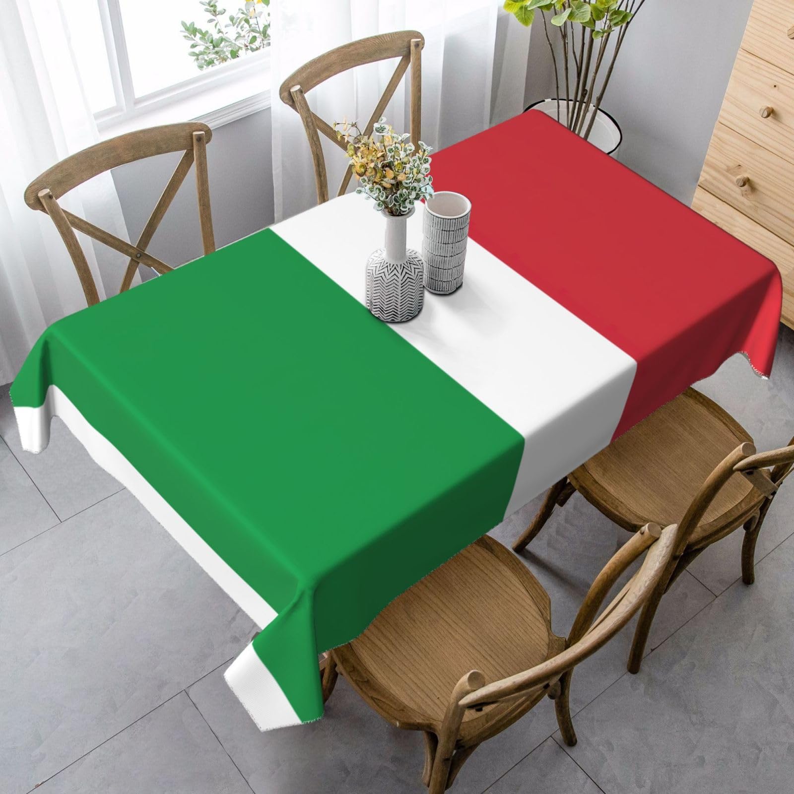 YQxwJL Italian Flag Print Tablecloths 55 x 35 Inch,Rectangle Party Table Covers for Dining, Party Wrinkle Free