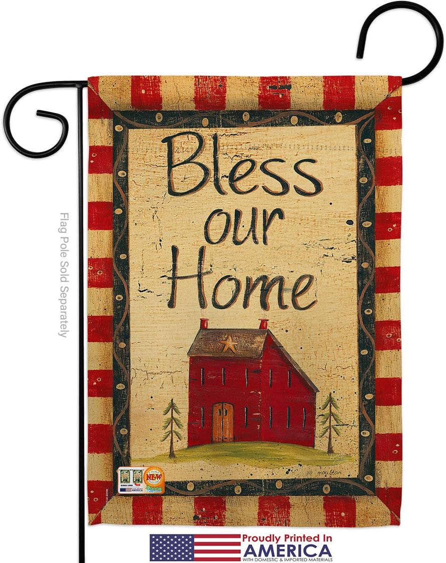 Bless Our Home Garden House Flags Set Country Living Primitive Farm Western Barn American Rustic Cowboy Rural Ranch Small Decorative Gift Yard Banner Made In USA 28 X 40