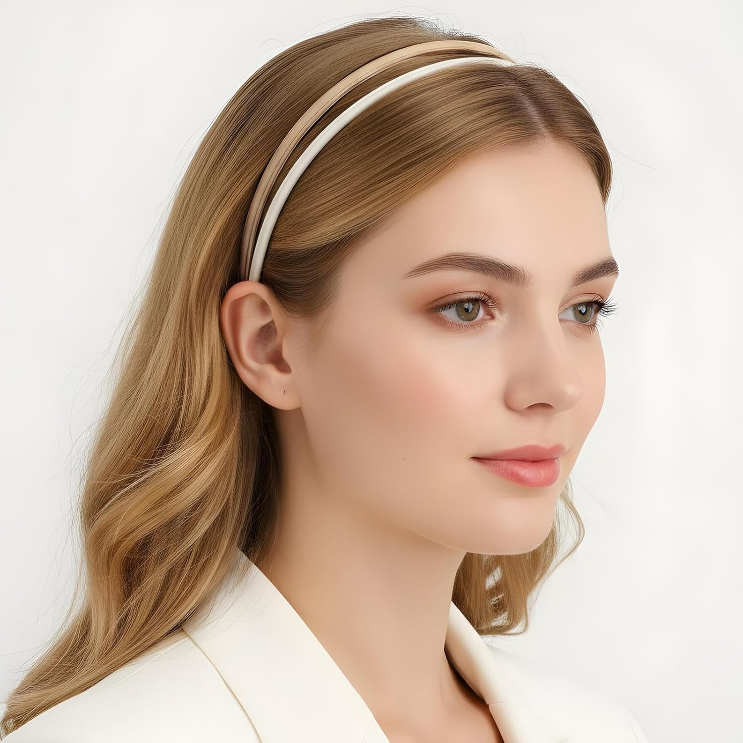 5Pcs Thin Leather Headbands for Women, Cute Solid Simple Leather Party Headband Skinny Comfortable Non-Slip Hair Accessories for Women Girls (Beige/Brown/Black/White/Tan) - Image 6