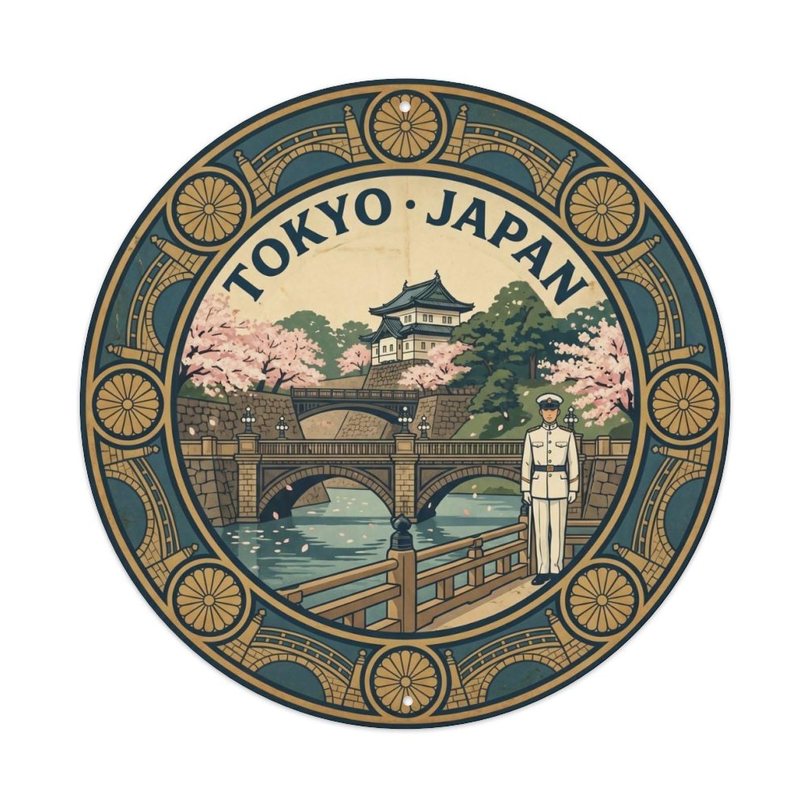 Tokyo Imperial Palace Sea Japanese Heritage Old Town Metal Tin Sign