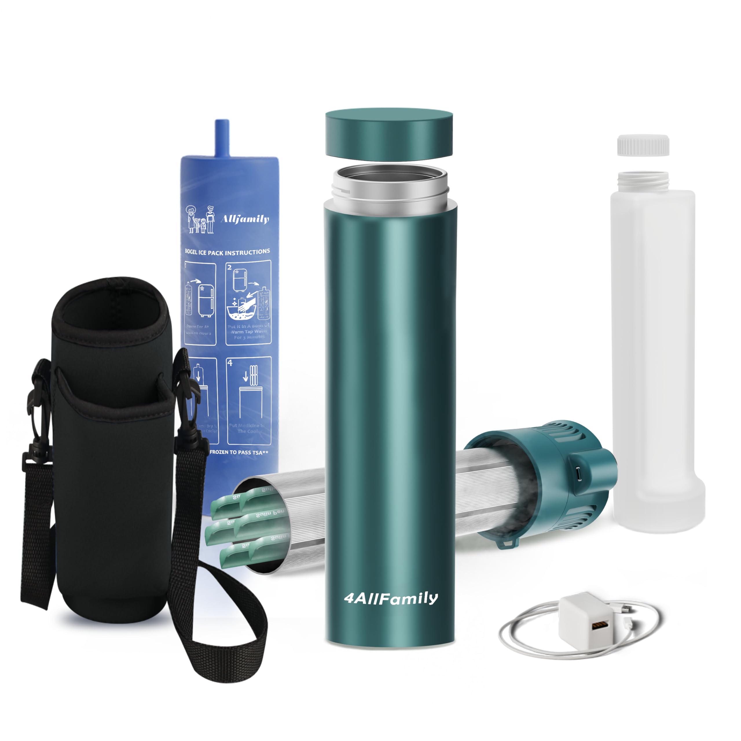 4ALLFAMILY Voyager Auto Shut Off USB TSA Medication Cooler Travel Case Keeps Fridge Temp 36F-46F + Biogel Ice Pack |Perfect Medical Cooler Diabetes Insulin Eye Drop Arthritis