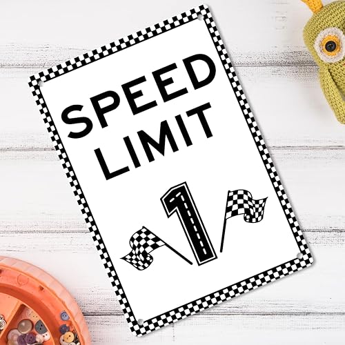 Miniatura 4 de Letrero de límite de velocidad 1, decoración de cumpleaños de auto de carreras, decoración de fiesta de cumpleaños de coche de carreras, 8 x 12