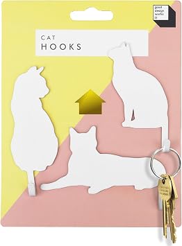 Suck UK Cat Hooks | Cat Keyholders | Novelty Gift for Pet Lovers | Decorative Metal Hangers for Keys Leashes Towels Pet Collars & Small Items | Multi Use Home Decor & Wall Hook Key Holder Organizer
