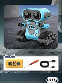 روبوت ذكي WALL-E مزود بمستشعر يدوي مع جهاز تحكم عن بعد Giffy/Toy روبوت ذكي RC (أزرق) مع مجموعات إضاءة مختلفة يمكنها اكتشاف حركات اليد بوظيفة كاملة مع ضوء مدمج قابل لإعادة الشحن